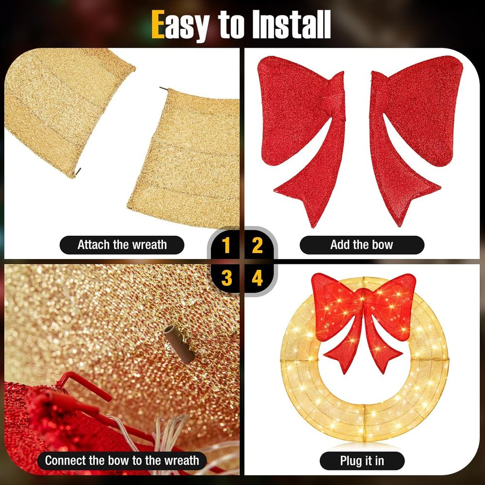 48 Inch Pre-Lit Christmas Wrea - огляд і ціна Christmas Lights Outdoor