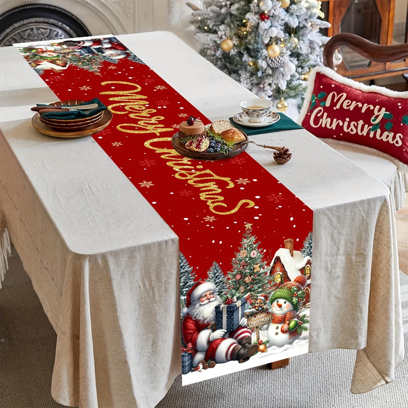 Christmas Santa Snowman Table  - огляд і ціна Christmas Table Runner