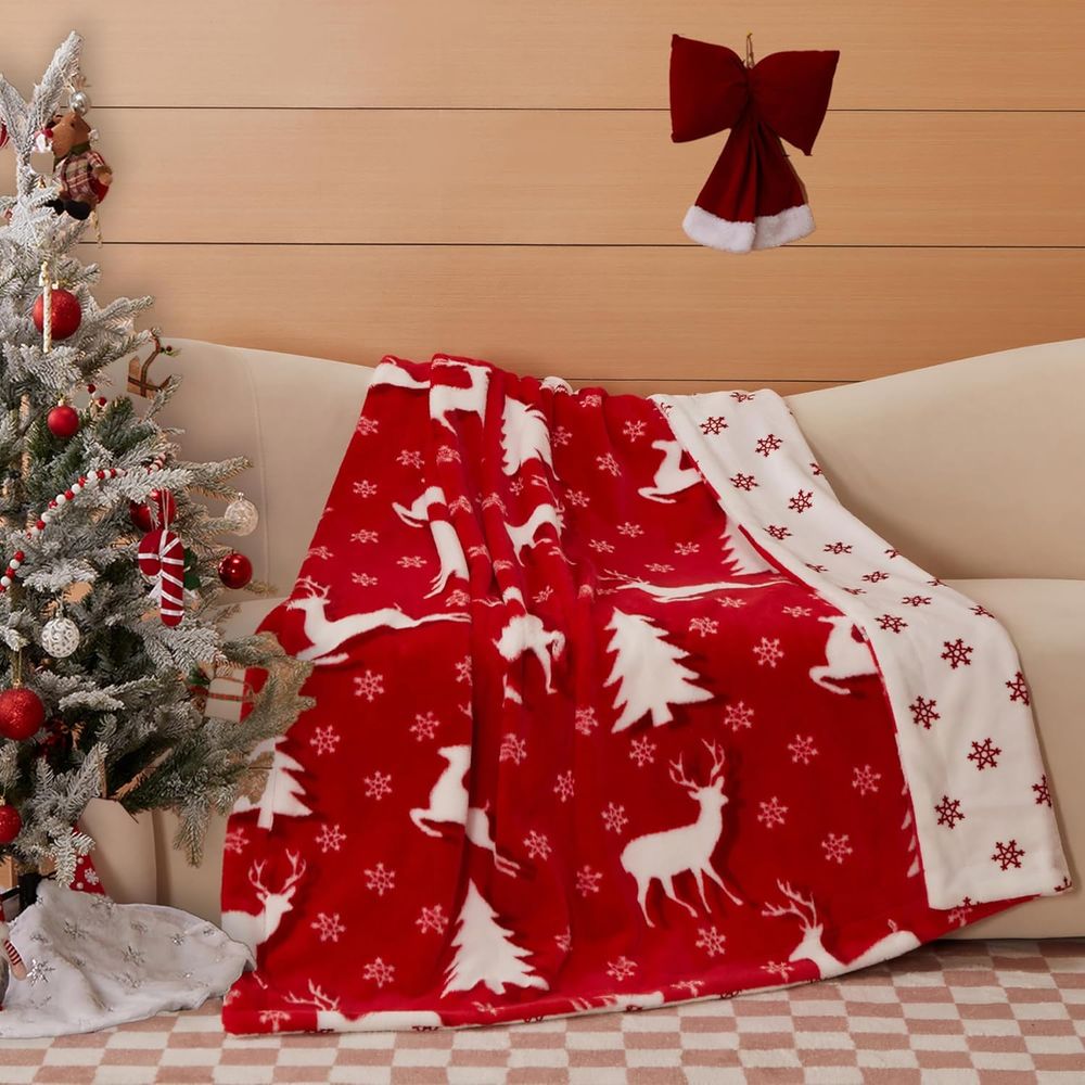 Christmas Faux Rabbit Fur & Fl - огляд і ціна Christmas Throw Blanket