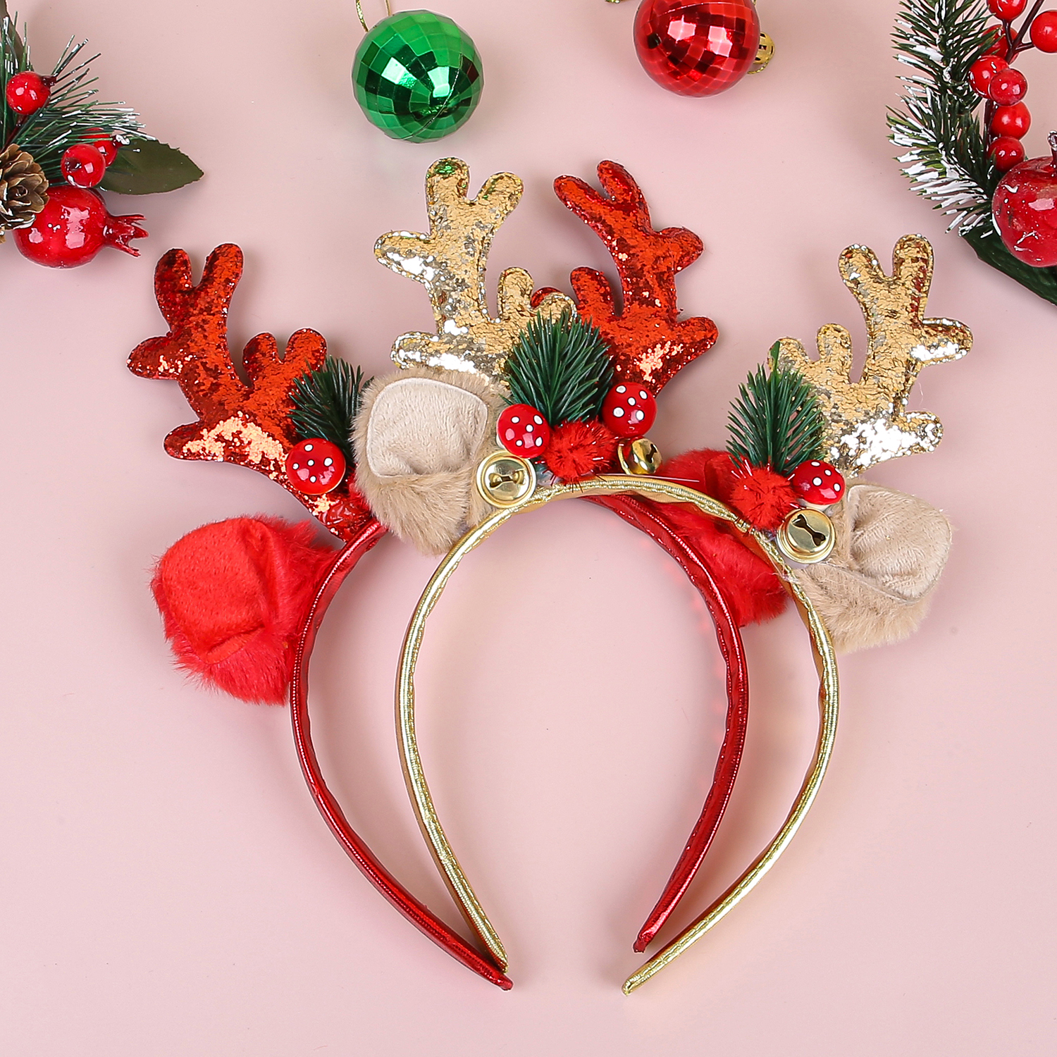 1/2pcs Christmas Glitter Deer  - огляд і ціна Reindeer Antlers Headband