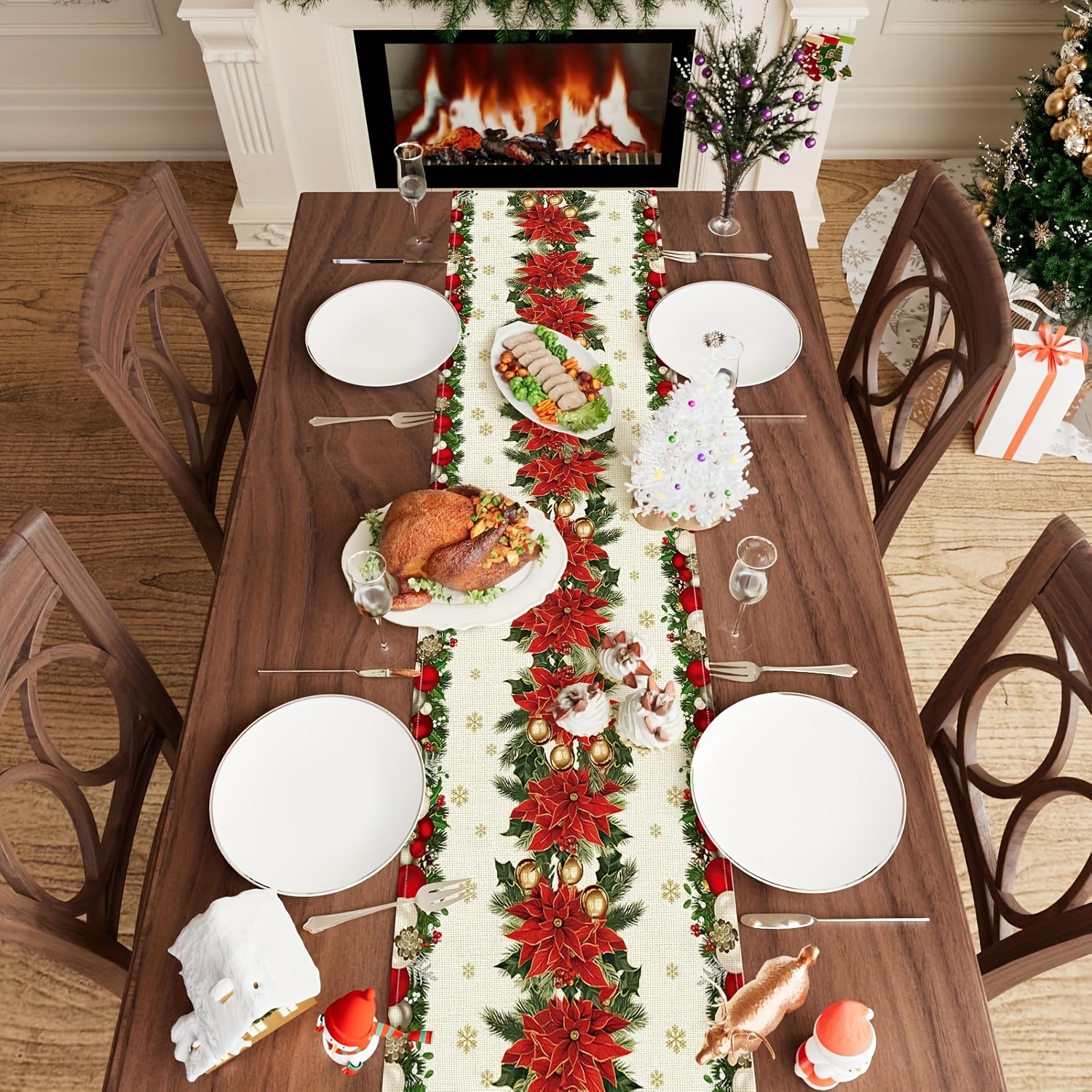 1pc Multi-Size Winter Floral T - огляд і ціна Christmas Table Runner
