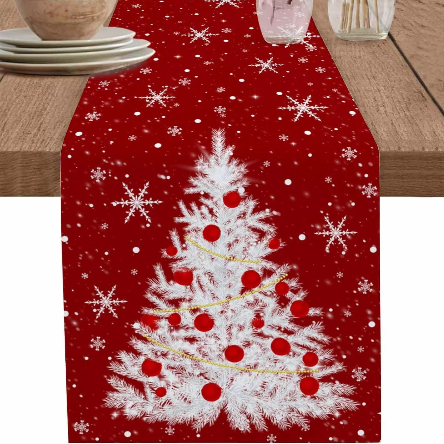 Red Table Runner Christmas Tre - огляд і ціна Christmas Table Runner