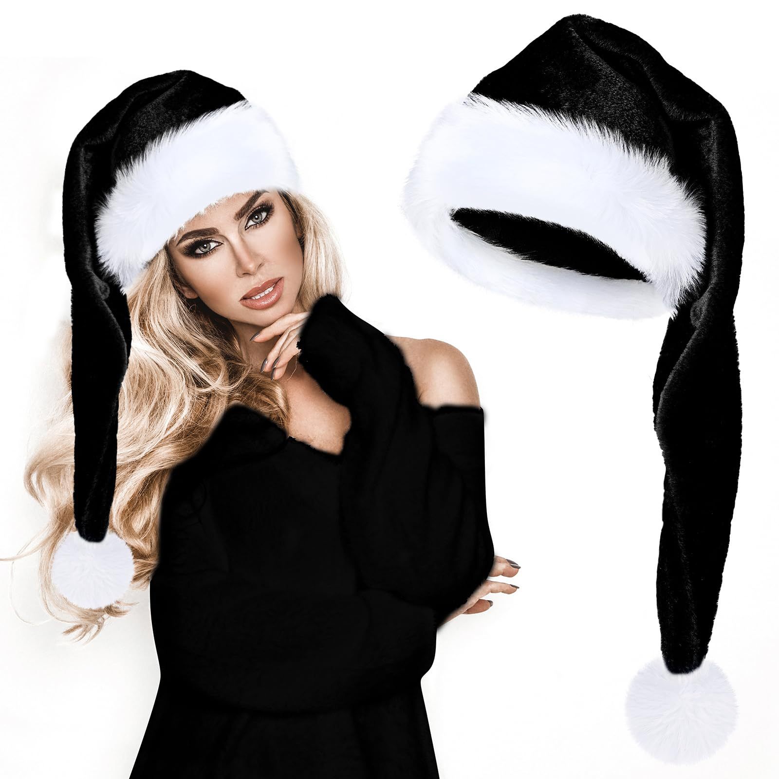 Long Plush Christmas Hat Red T - огляд і ціна Santa Hat Plush
