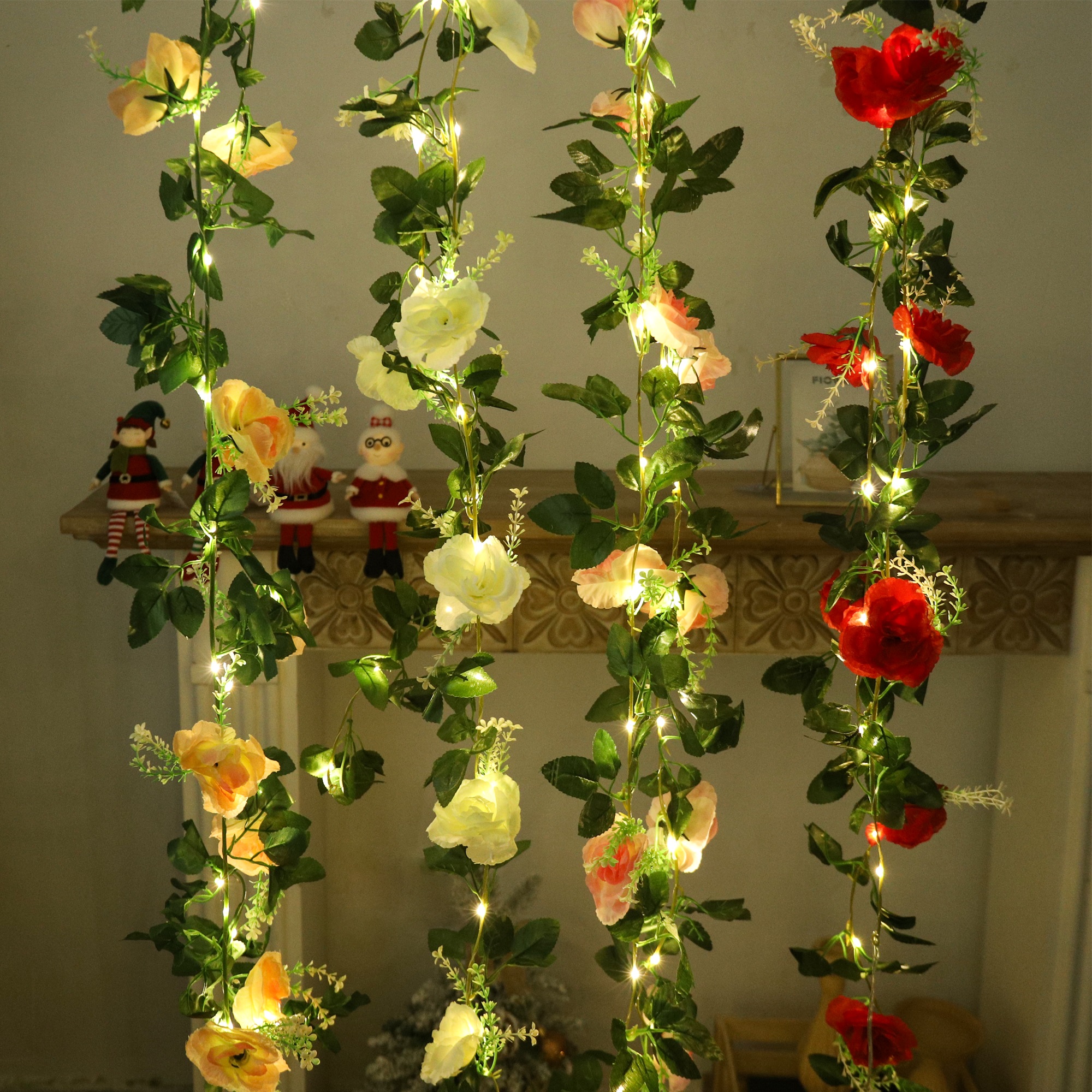 Rose LED Vine Light String Art - огляд і ціна Christmas Wreath Fake