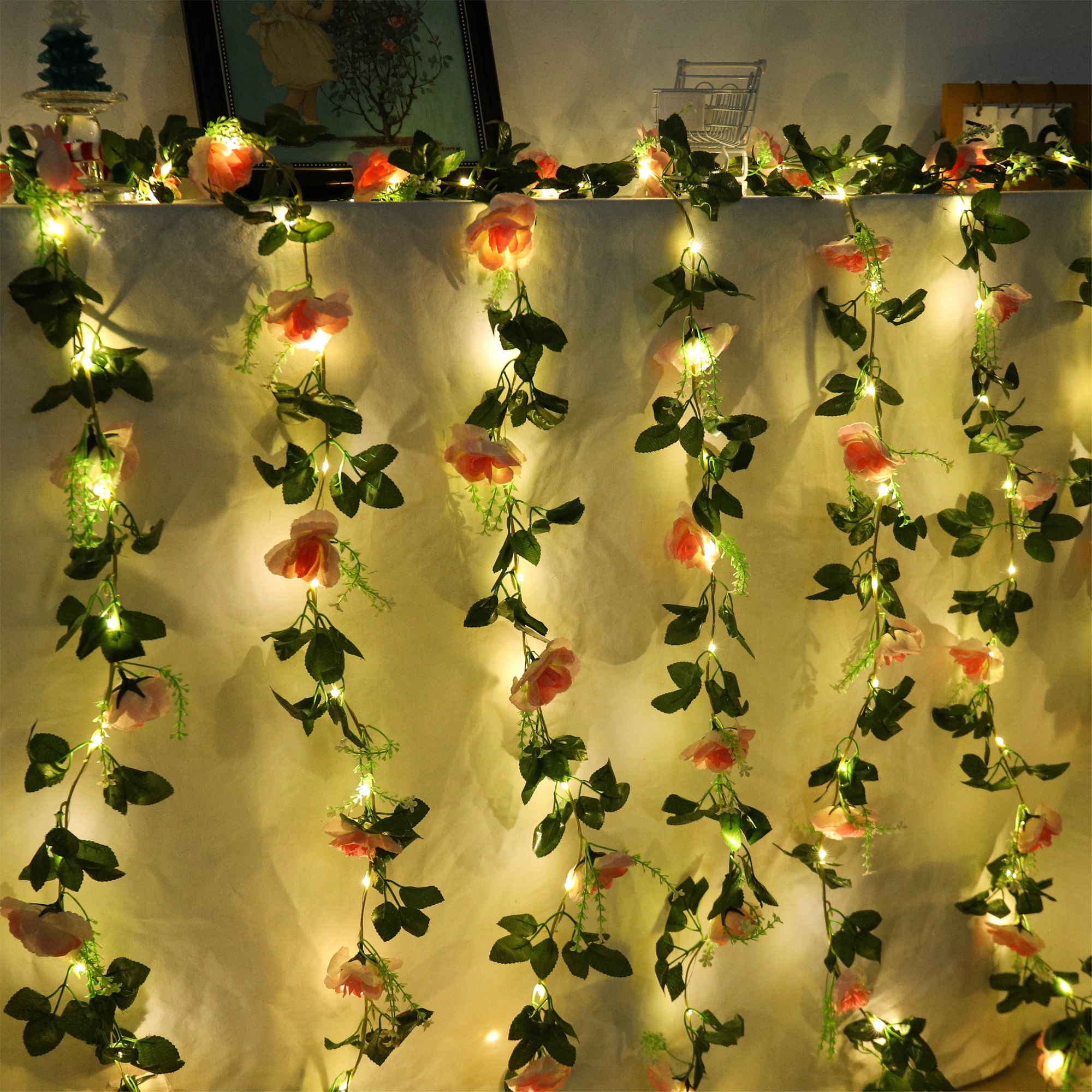 Rose LED Vine Light String Art - огляд і ціна Christmas Wreath Fake