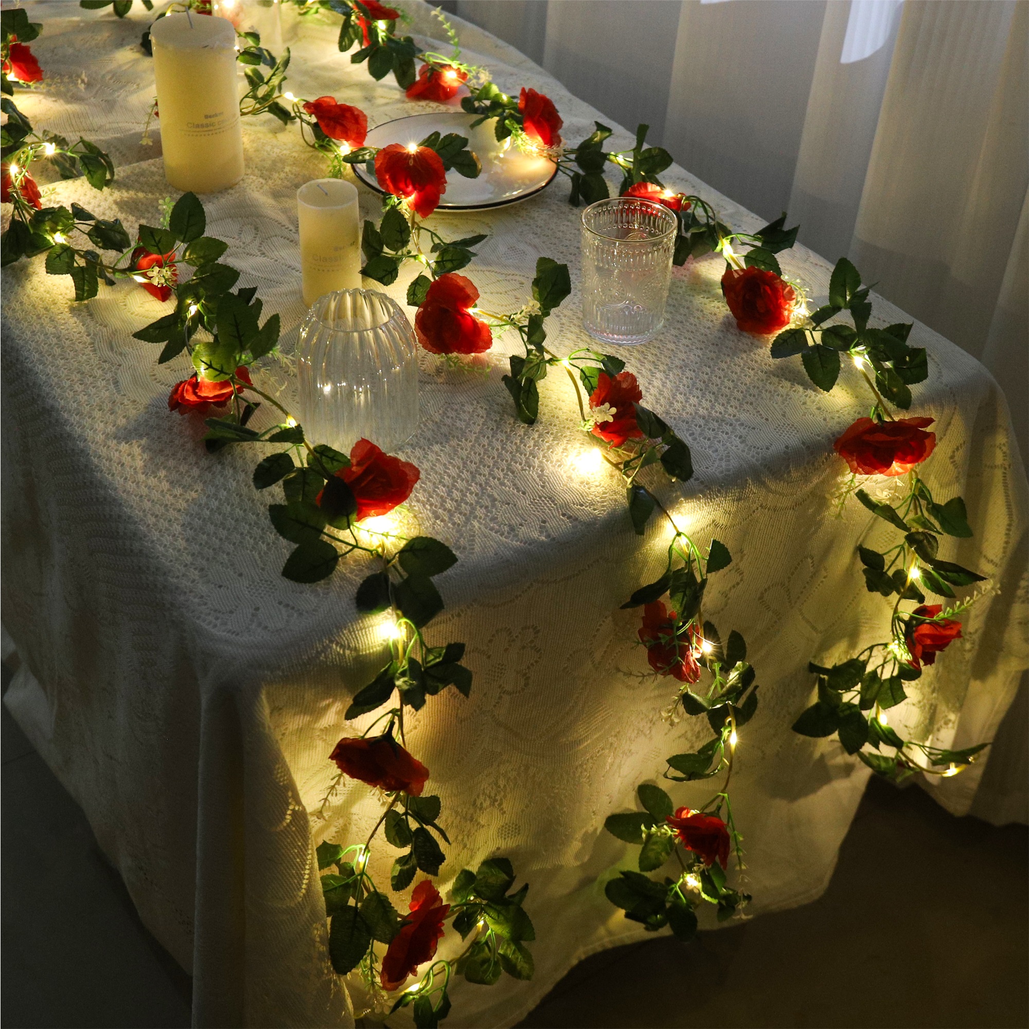 Rose LED Vine Light String Art - огляд і ціна Christmas Wreath Fake