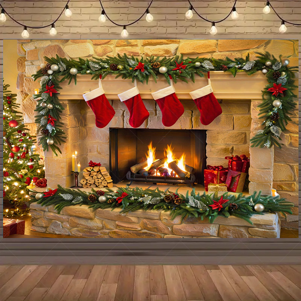 Christmas Photography Backdrop - огляд і ціна Christmas Stocking Hanging