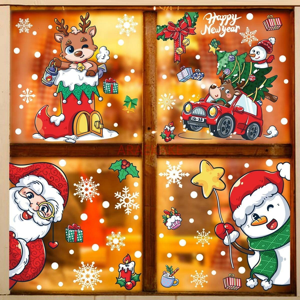 1set Snowman Static Window Sti - огляд і ціна Snowflake Window Decal