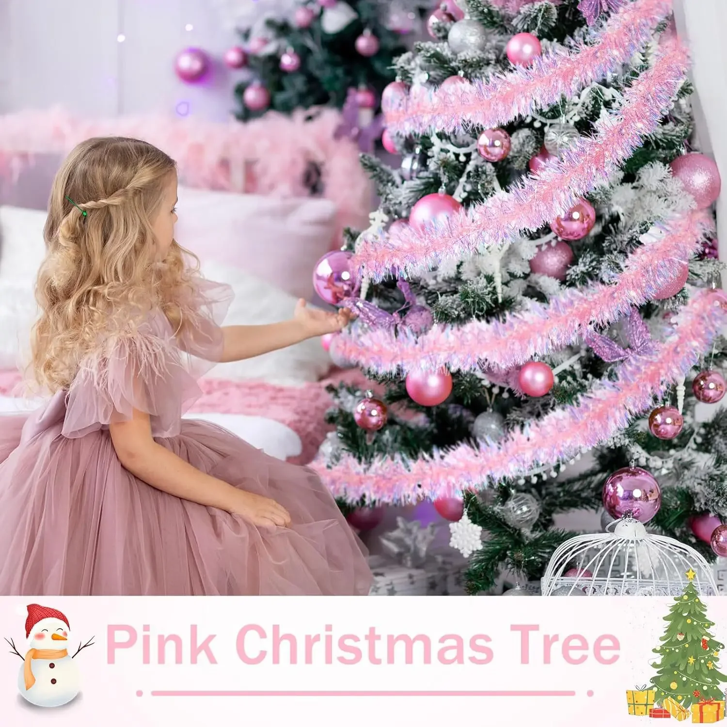 2M Pink Christmas Tinsel Garla - огляд і ціна Tinsel Garland Decoration