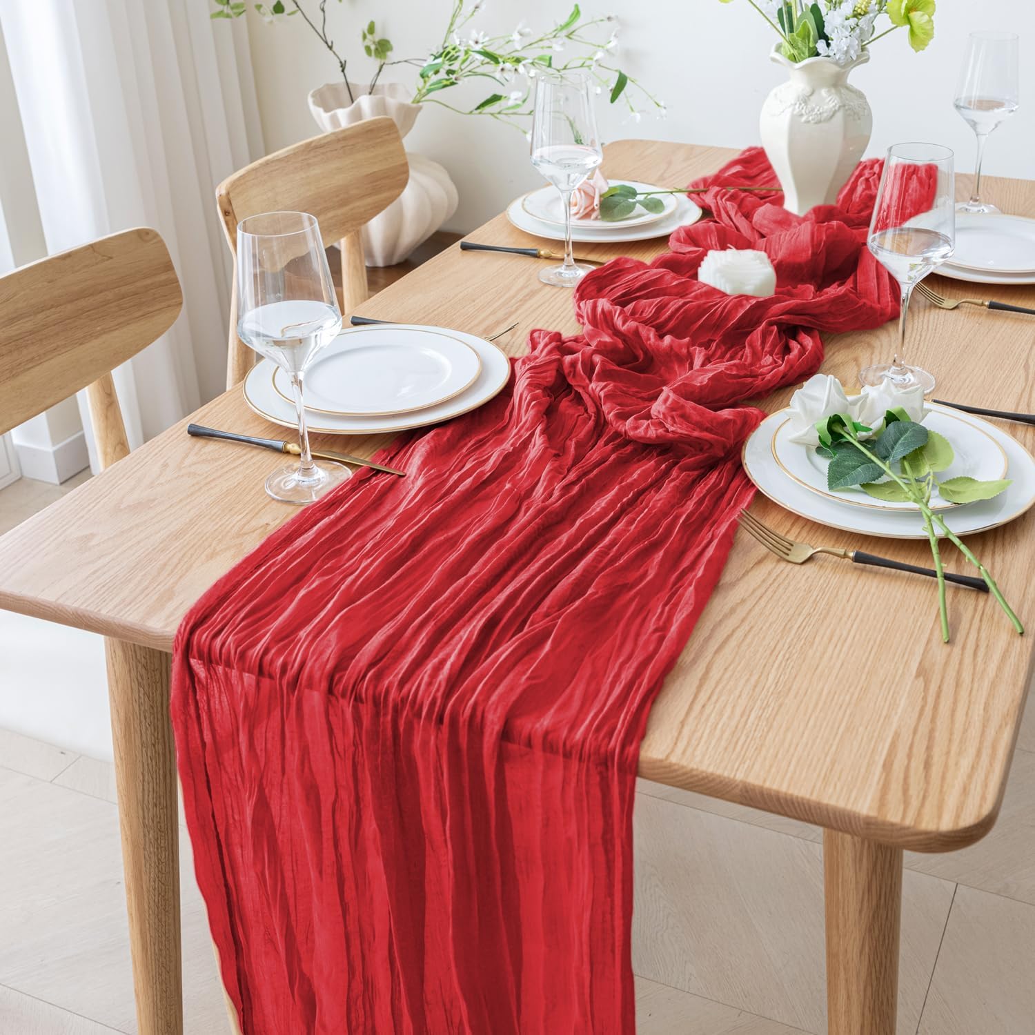 1.8/3/4M Long Red Table Runner - огляд і ціна Christmas Table Runner