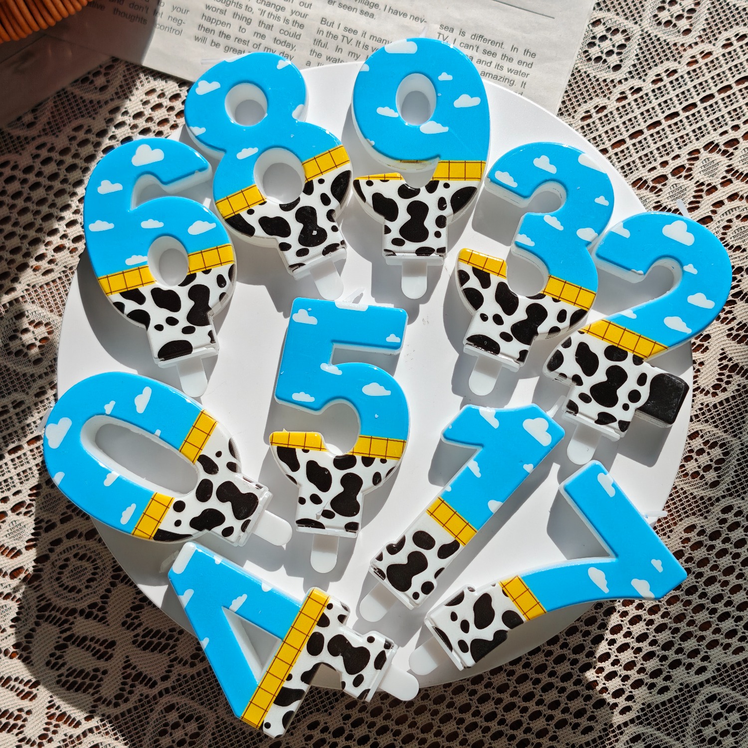 1PC,Number 1-9Blue Sky and Whi - огляд і ціна Holiday Candle Set