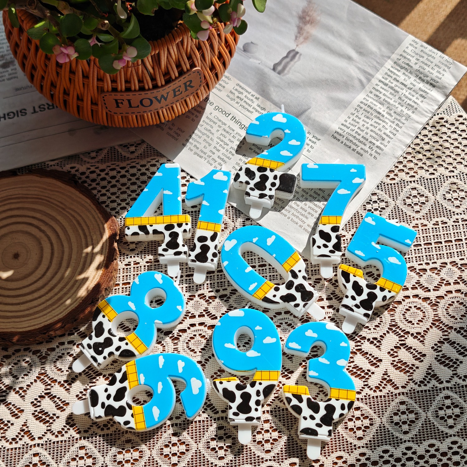 1PC,Number 1-9Blue Sky and Whi - огляд і ціна Holiday Candle Set