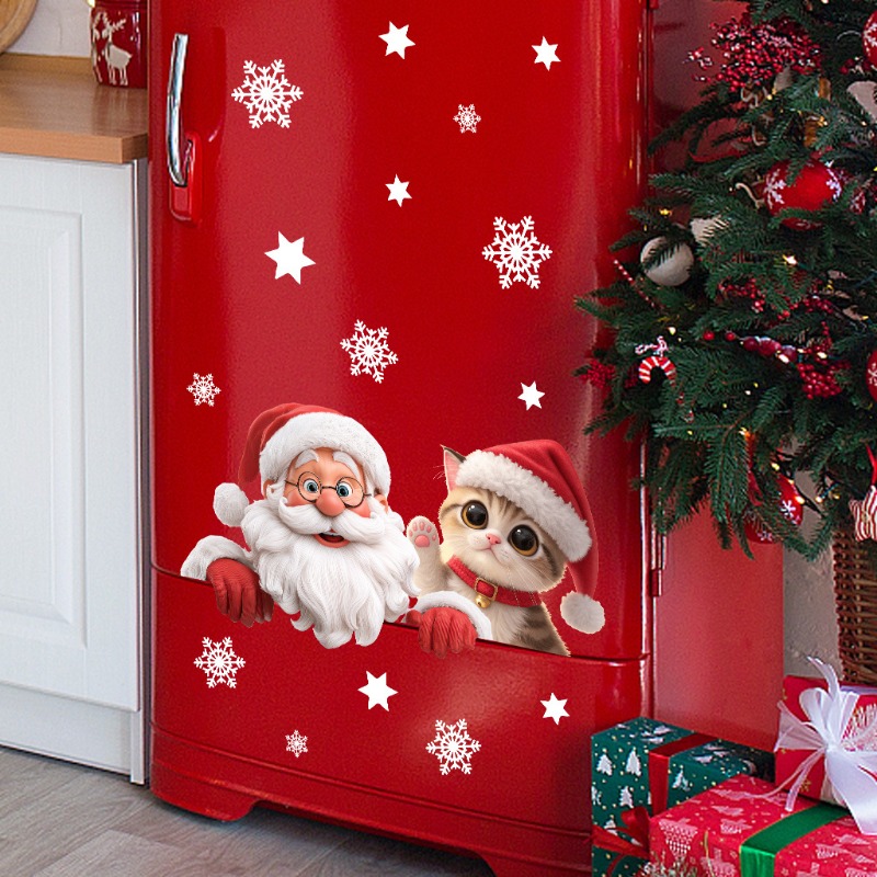 Kitten Santa Claus Window Stic - огляд і ціна Snowflake Window Decal