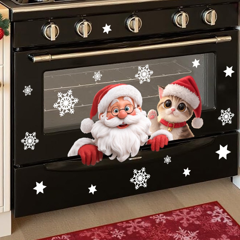 Kitten Santa Claus Window Stic - огляд і ціна Snowflake Window Decal
