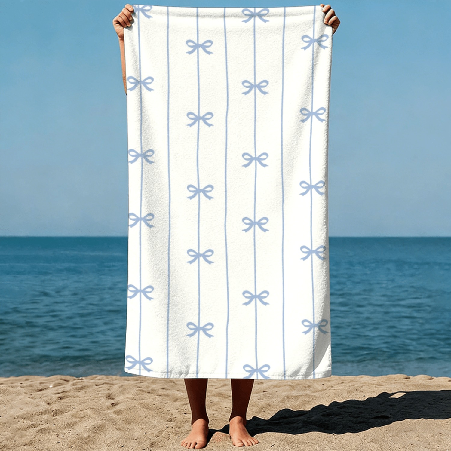 1pc Summer Beach Towel Blue Ri - огляд і ціна Ribbon Bow Gift