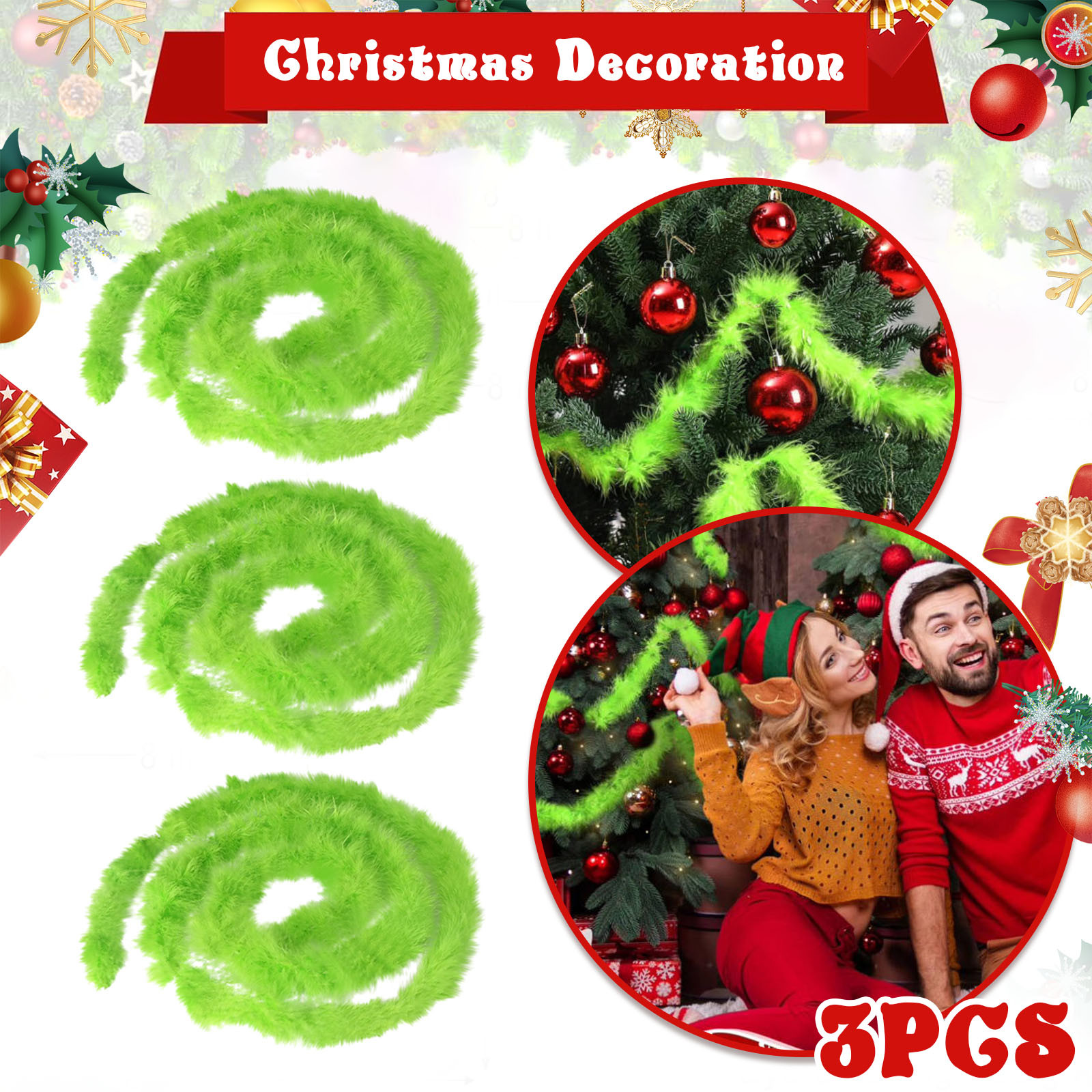 Christmas Garland 3 PCS 20 Fee - огляд і ціна Tinsel Garland Decoration