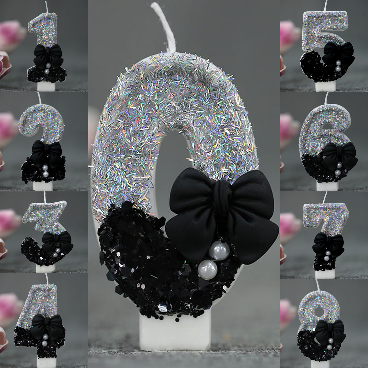 Midnight Bow & Pearl 0-9 Numbe - огляд і ціна Holiday Candle Set