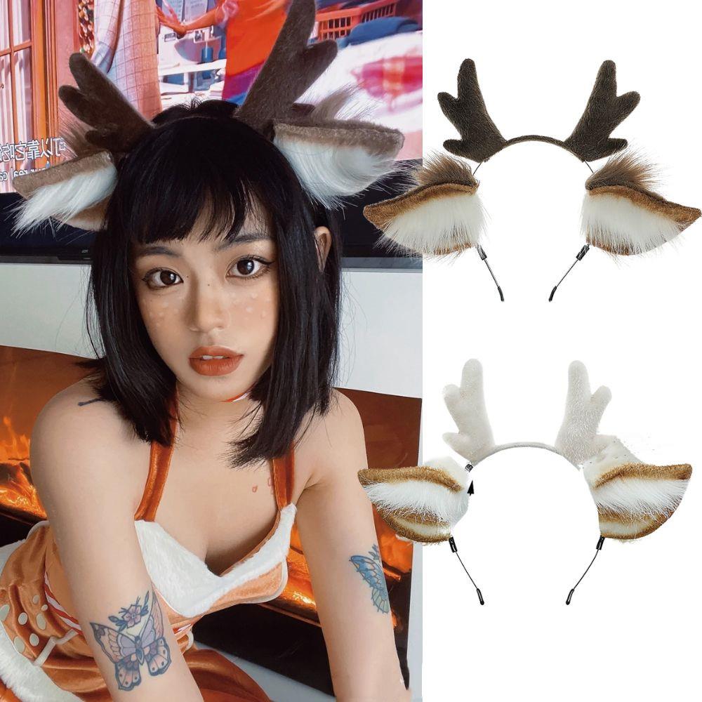Handmade Animal Fur Antler Hea - огляд і ціна Reindeer Antlers Headband