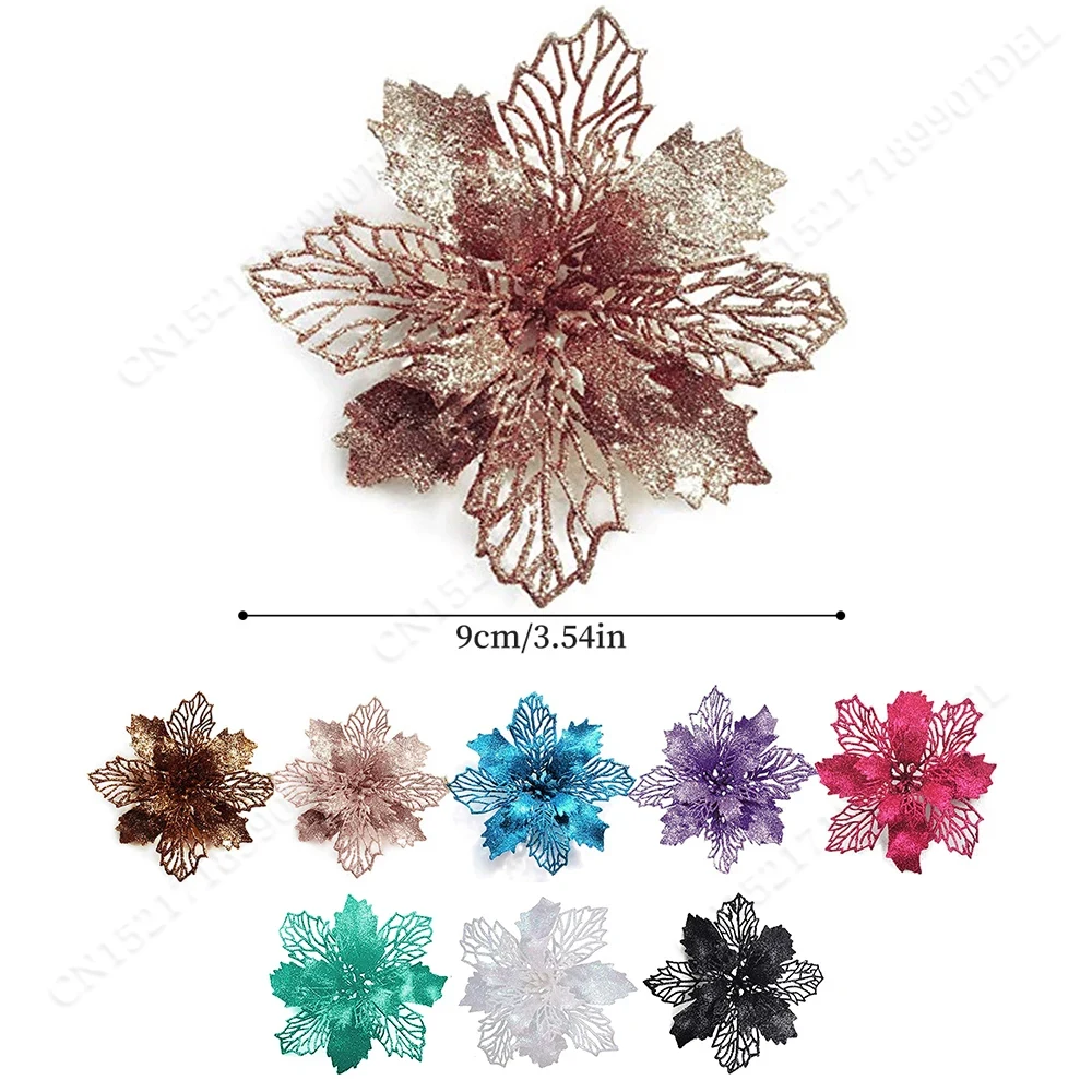 5pcs 9cm Glitter Artifical Chr - огляд і ціна Christmas Wreath Fake