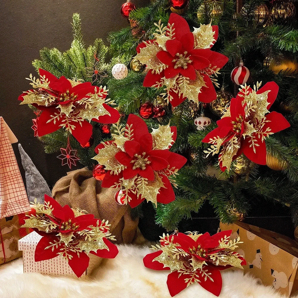 5pcs 9cm Glitter Artifical Chr - огляд і ціна Christmas Wreath Fake