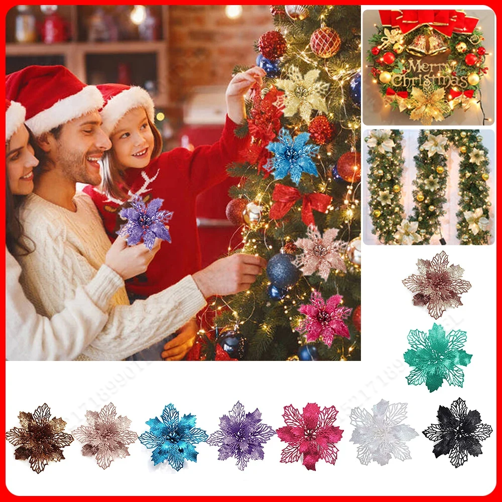 5pcs 9cm Glitter Artifical Chr - огляд і ціна Christmas Wreath Fake