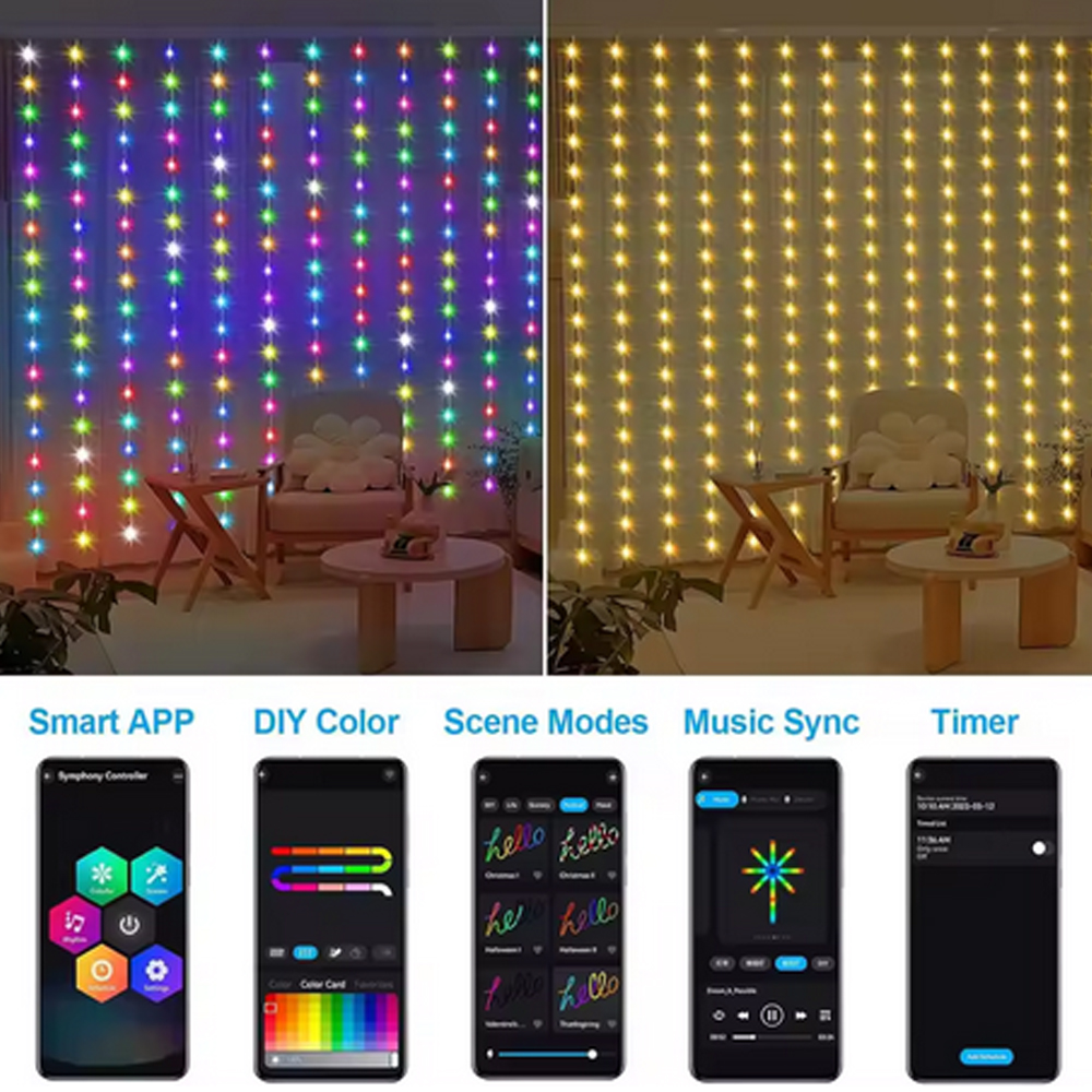 3M RGB Smart LED Curtain Light - огляд і ціна Christmas Lights Outdoor