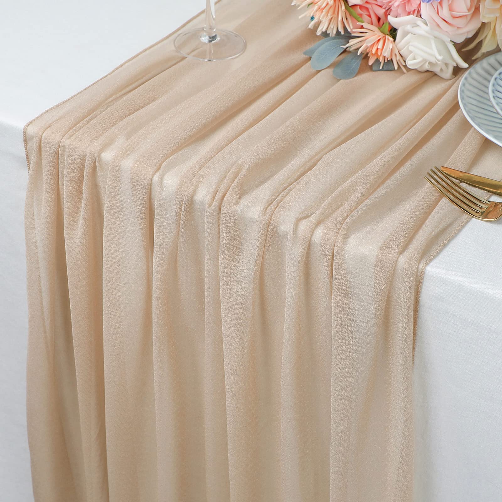 Beige Table Runner Chiffon Tab - огляд і ціна Christmas Table Runner