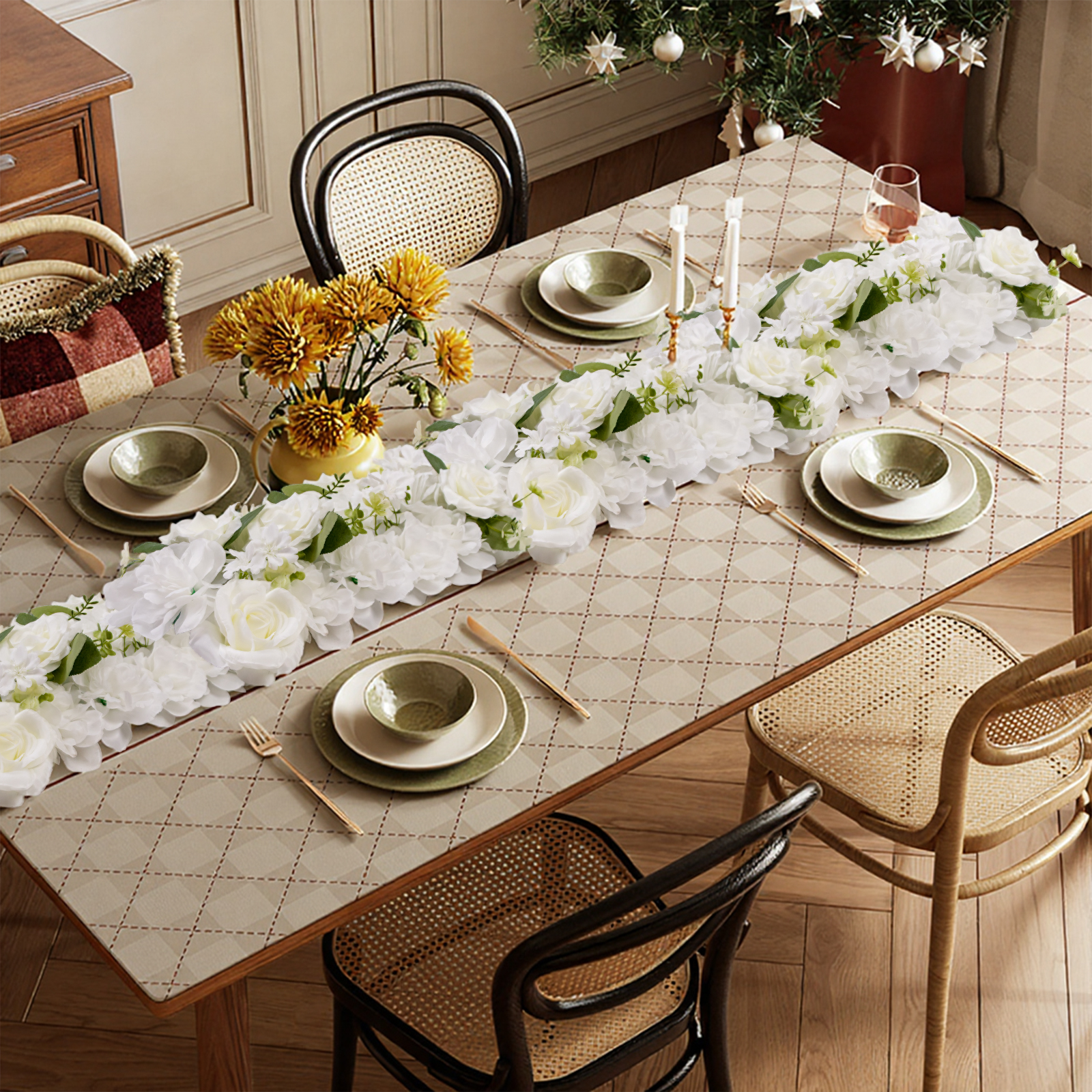 6 Pcs Artificial Flower Garlan - огляд і ціна Christmas Table Runner